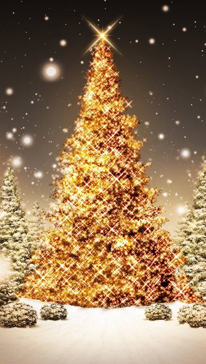 Arboles de Navidad con destellos de luces doradas Fondo de pantalla Full HD  ID:2870