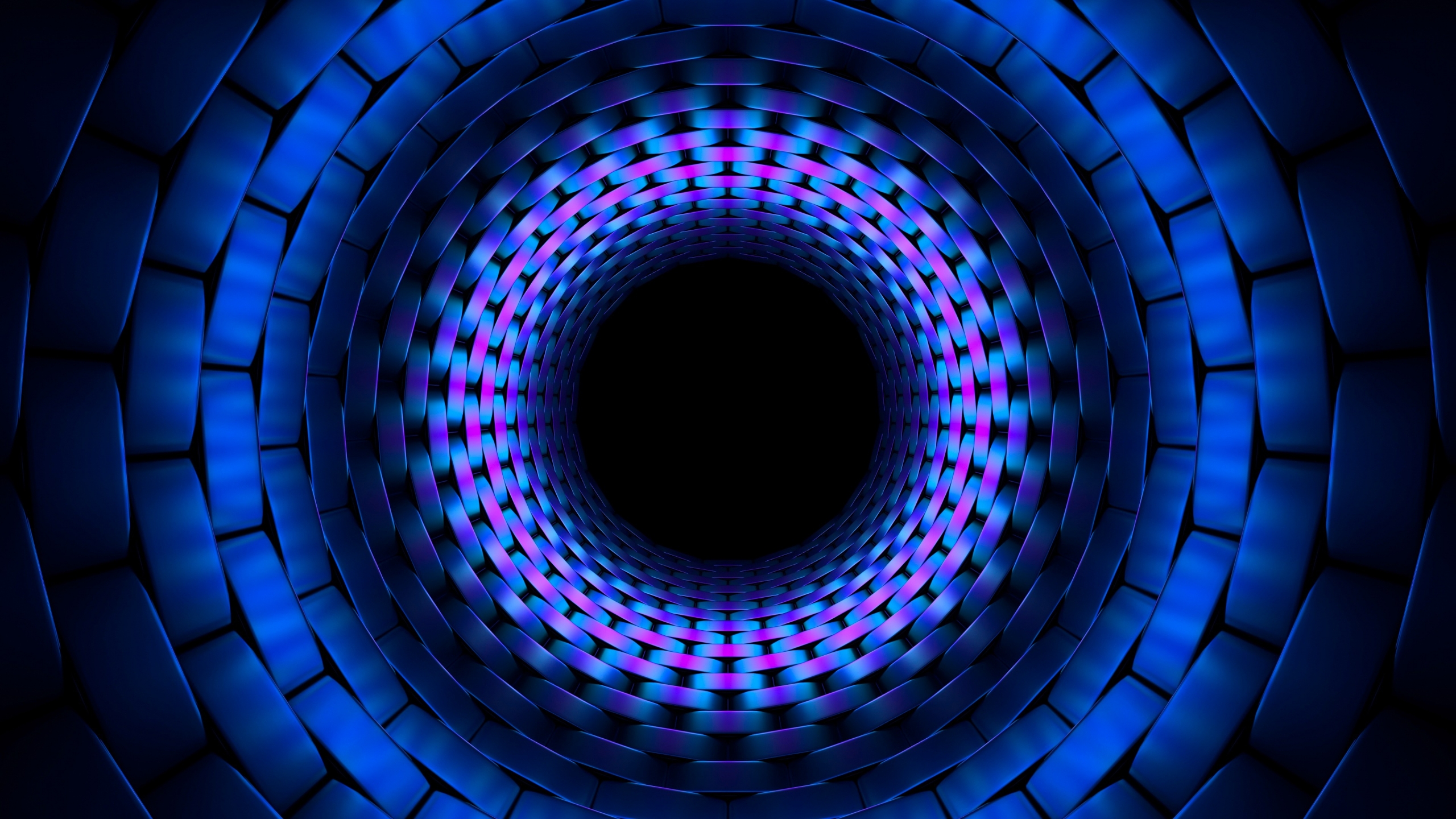 Fractal de círculo en tunel azul 3D Fondo de pantalla 4k Ultra HD ID:3589