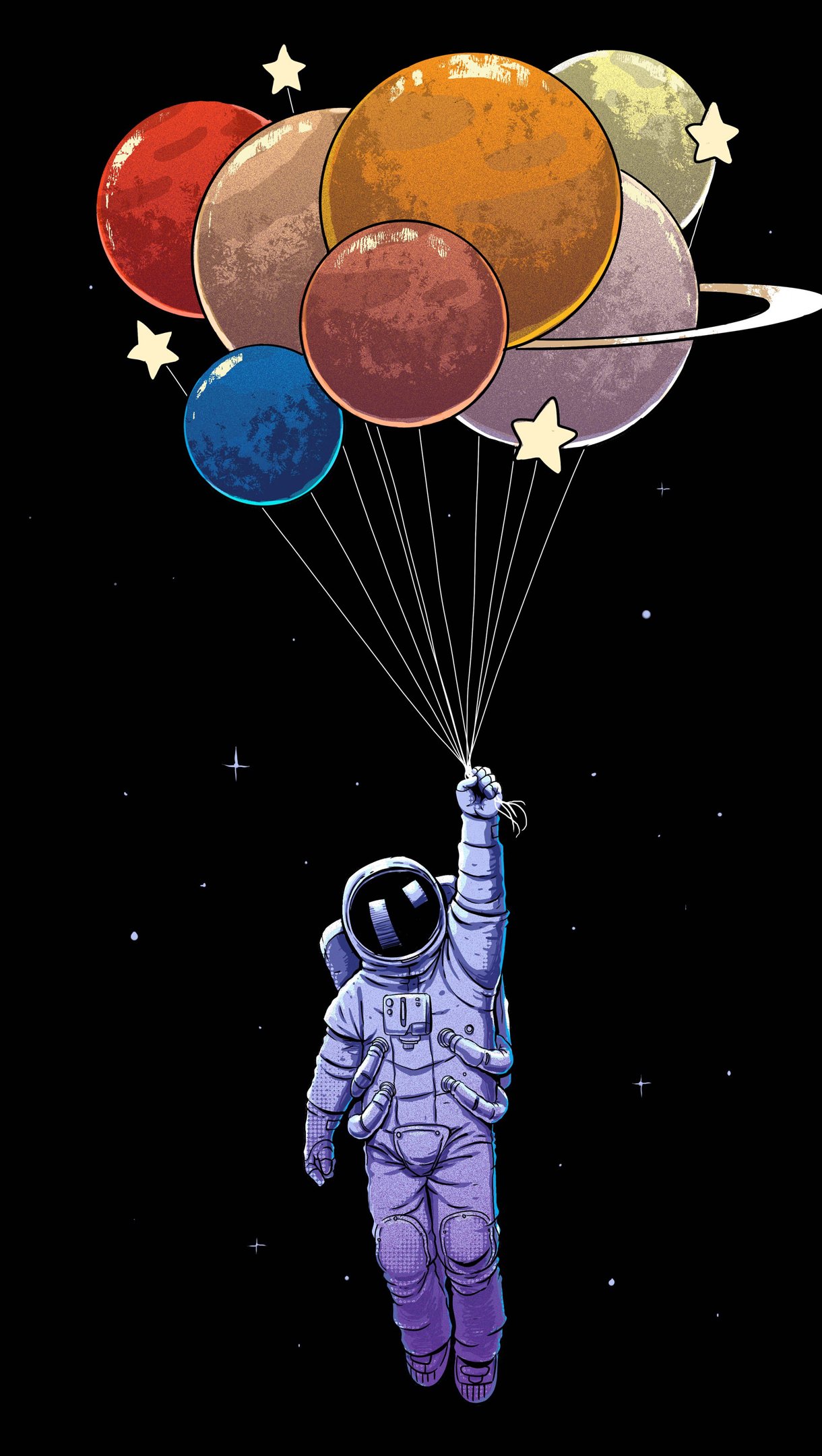 Astronauta con globos como planetas Fondo de pantalla 4k Ultra HD ID:5275