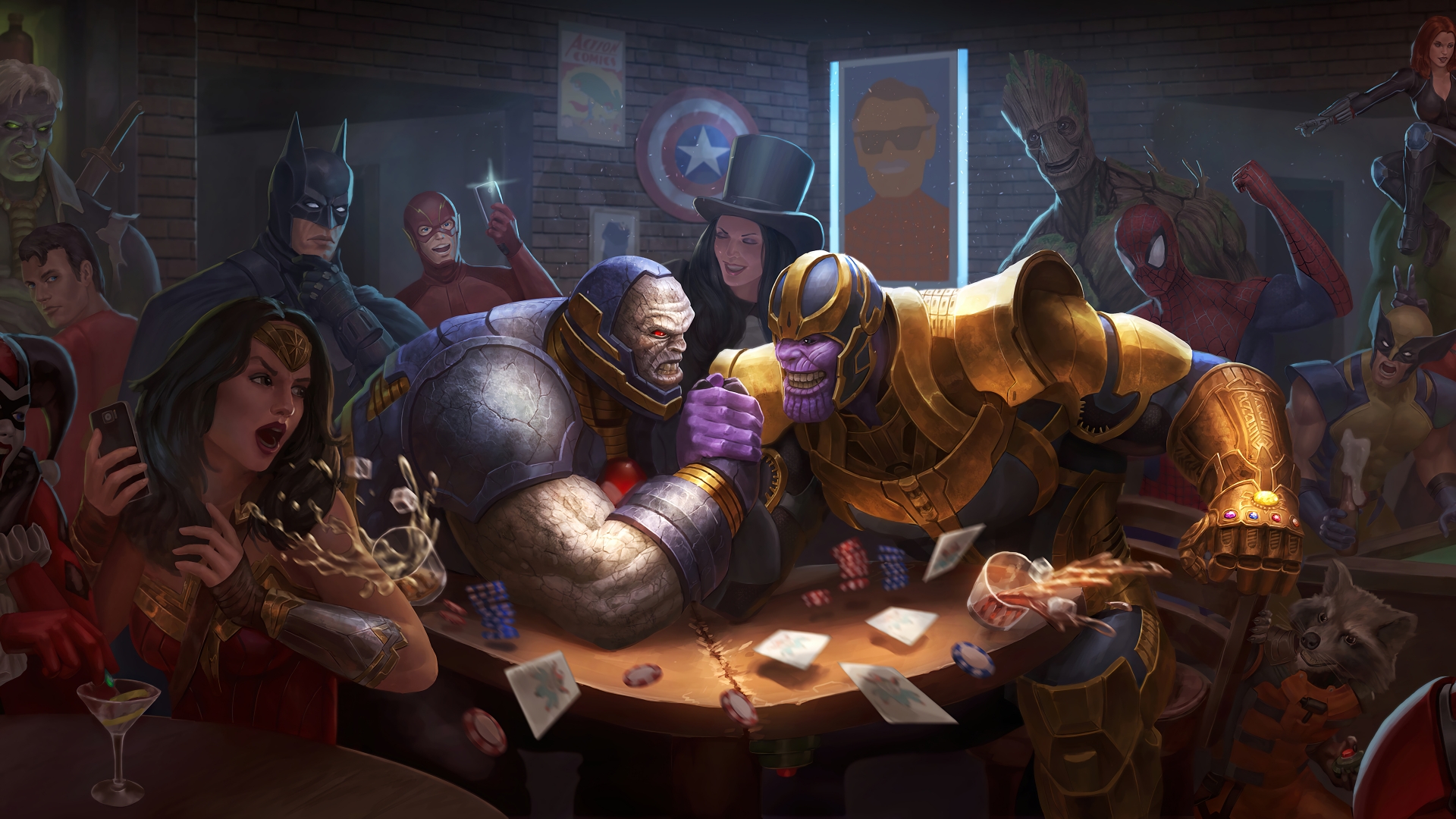 Darkseid contra Thanos en bar Fondo de pantalla 4k Ultra HD ID:5982