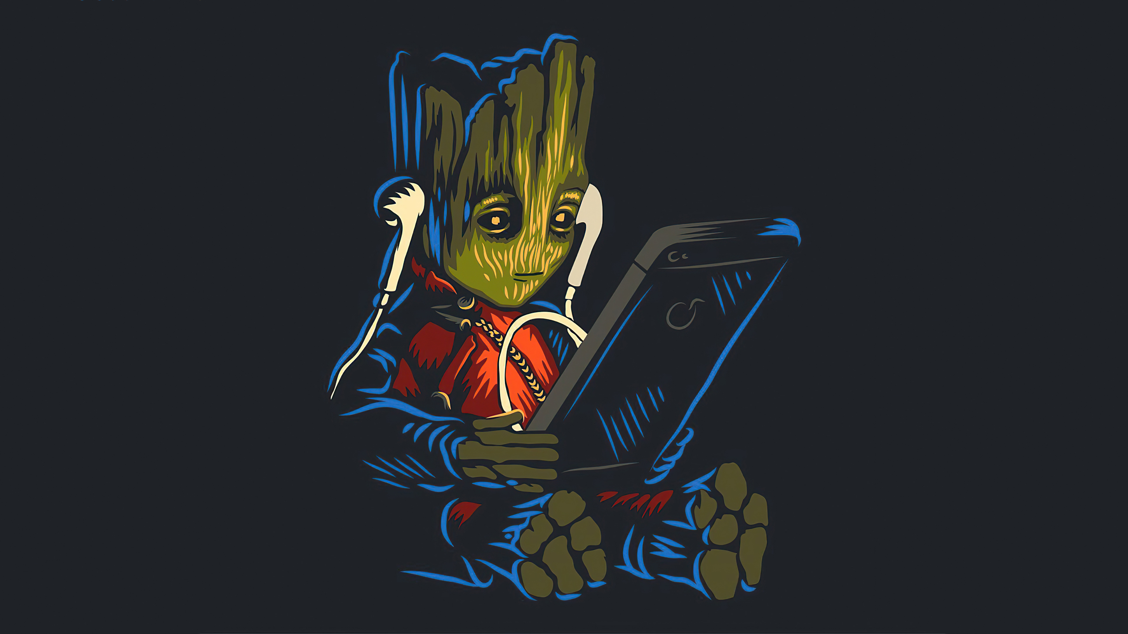 Groot bebé escuchando música Fondo de pantalla 4k Ultra HD ID:6450