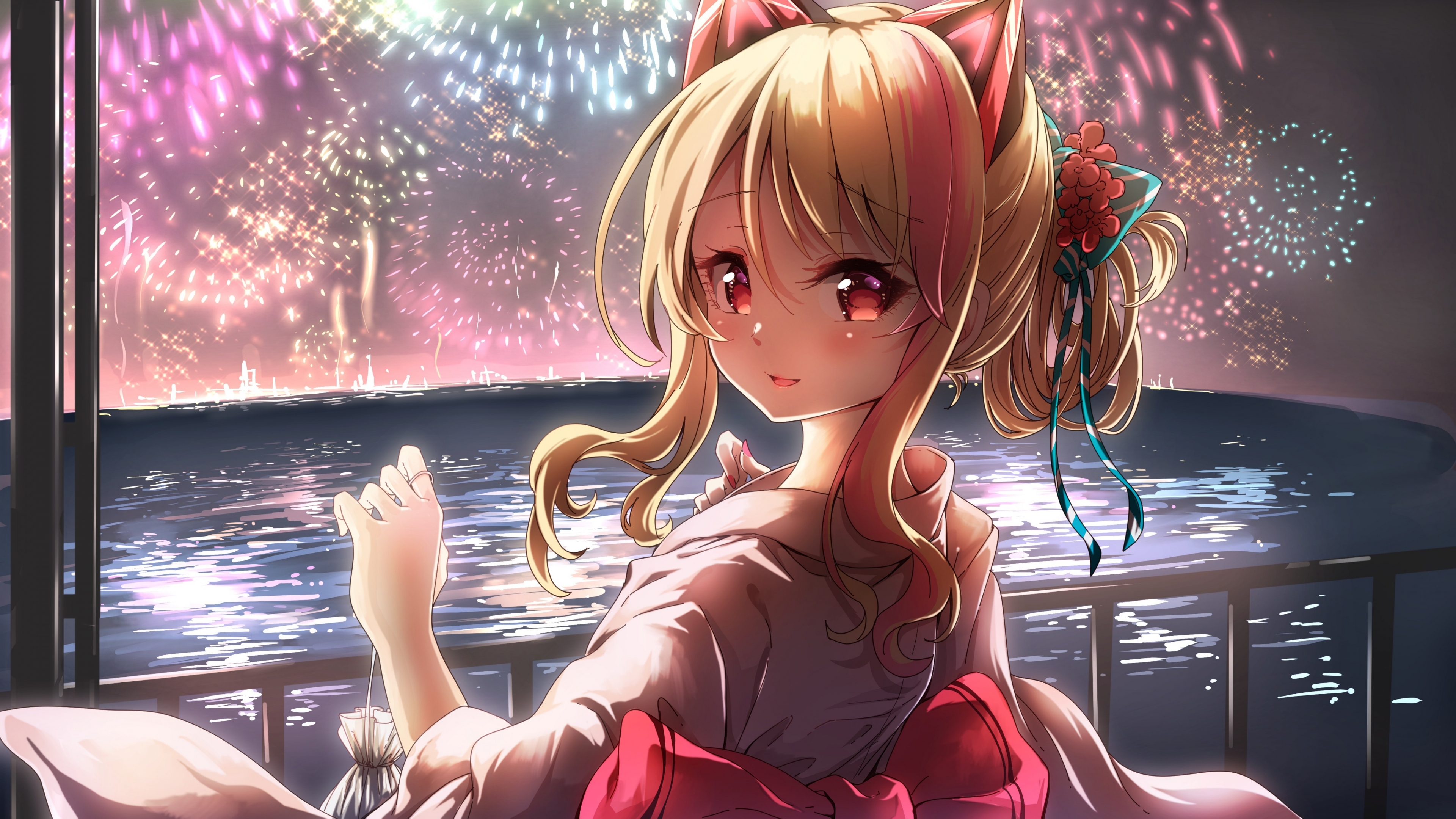 Anime Girl With Fireworks Wallpaper 5k Ultra Hd Id 3729