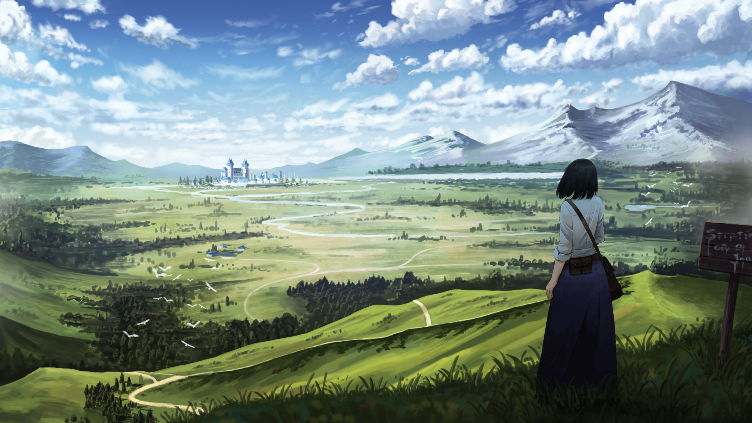 Anime Girl In Landscape Wallpaper 4k Ultra Hd Id 3730