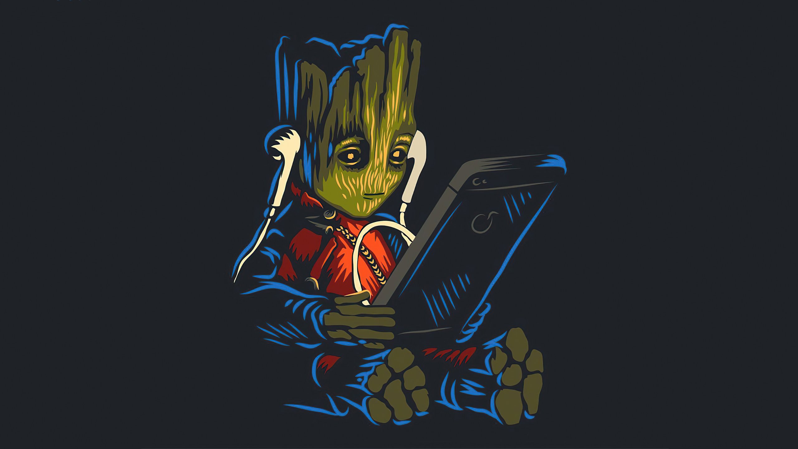 Baby Groot listening to music Wallpaper 4k Ultra HD ID:6450