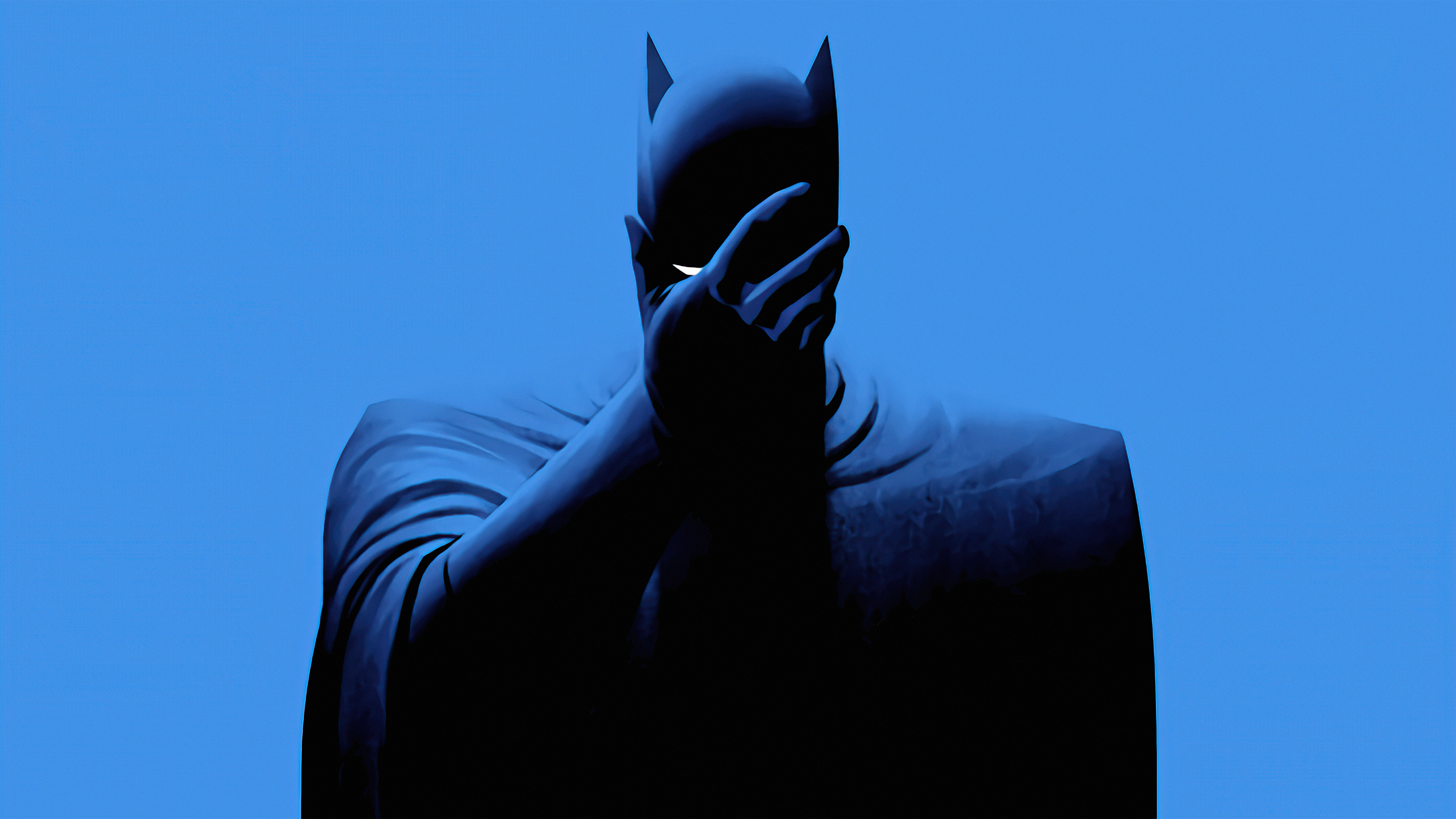 Batman Minimalist style blue background Wallpaper 5k Ultra HD ID:7100