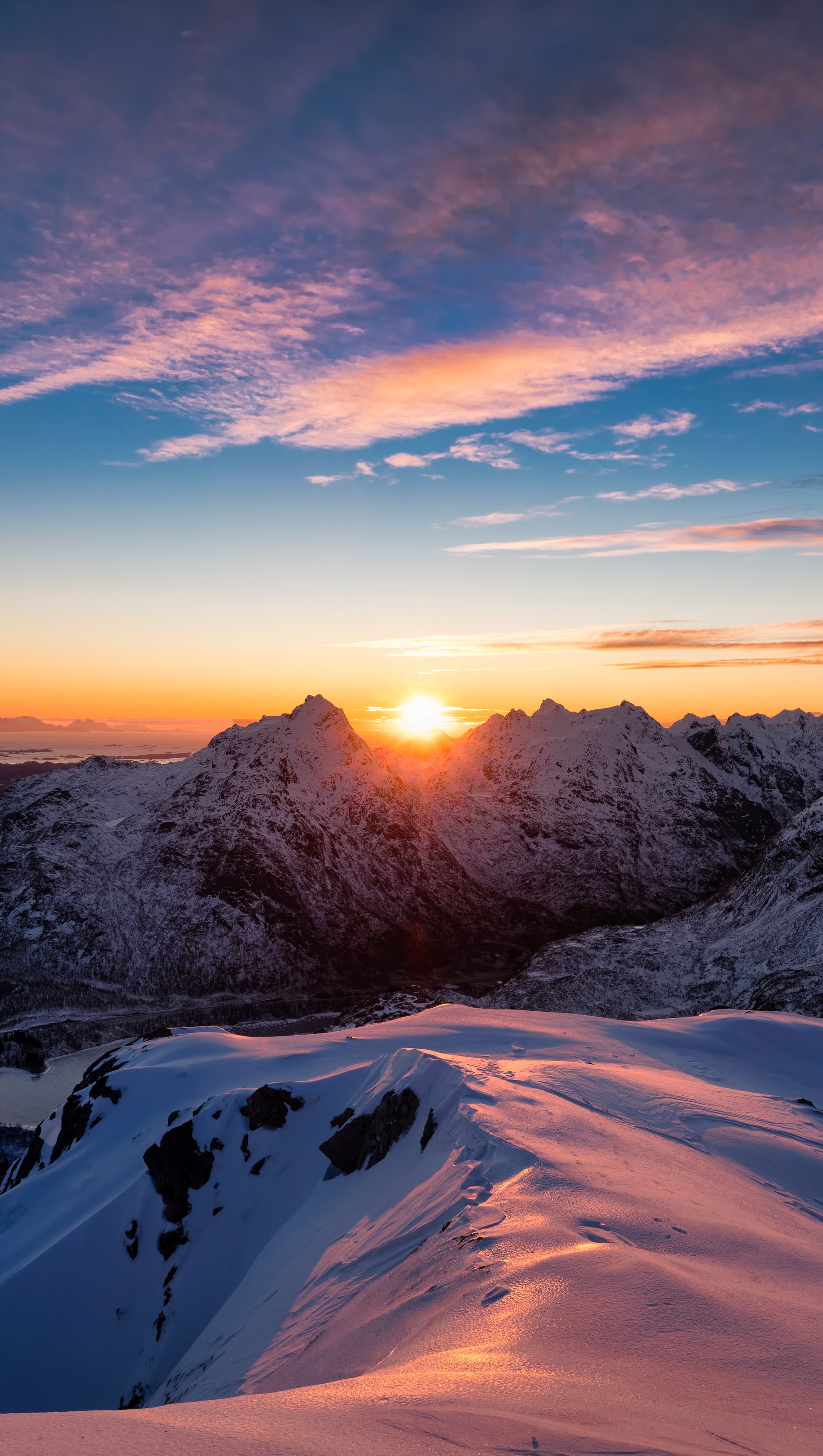 Sunset in snowy mountains Wallpaper 5k Ultra HD ID:7588