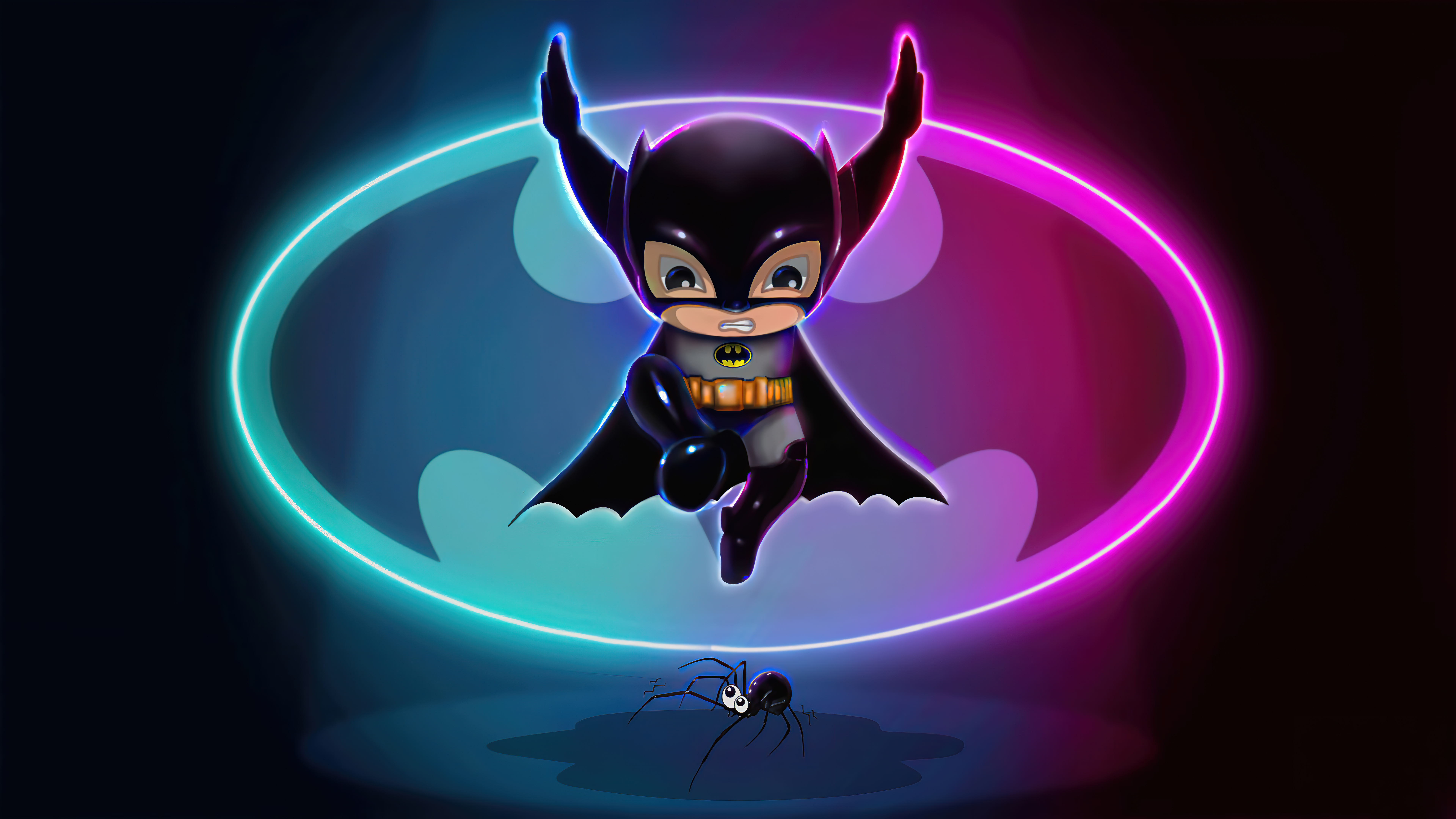 Batman illustration with neon lights Wallpaper 8k Ultra HD ID:8175