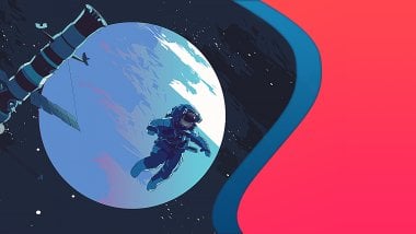 Astronaut on the moon Digital Art Wallpaper