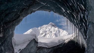 Mountain seen from cave Wallpaper