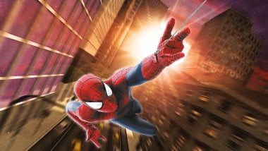 Spider Man in the city at sunset Wallpaper