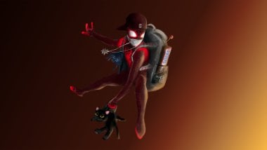 Spider Man saving cat Wallpaper