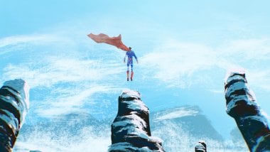 Superman over mountains Wallpaper