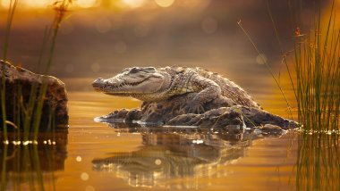 Crocodile in lake Wallpaper