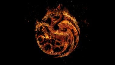 La casa del Dragón Logo en fuego Fondo de pantalla