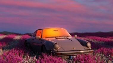 Porsche in nature Digital Art Wallpaper
