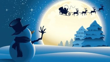Christmas Santa and snowman Wallpaper