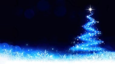Blue light christmas tree Wallpaper