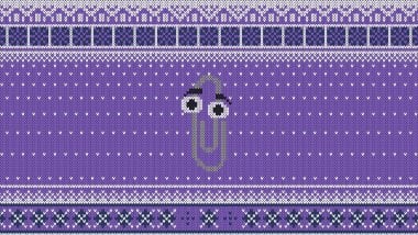 Clippy in Christmas Knitted Pattern Wallpaper