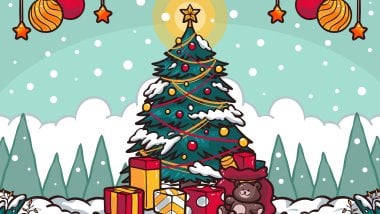 Christmas tree with gifts Wallpaper