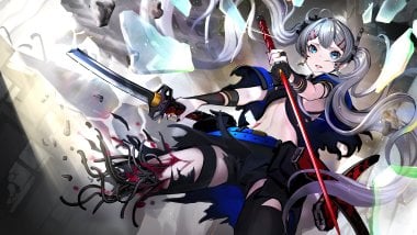 Anime girl cyborg katana and sword Wallpaper