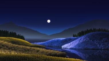Hills in night landscape Wallpaper