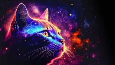 Cat with stars in the background Wallpaper