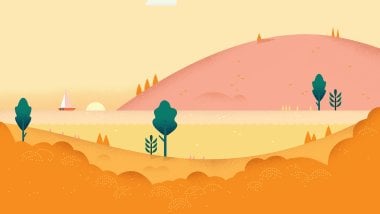 Illustration sunset in arid forest Wallpaper