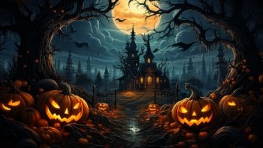 Landscape Mansion Halloween Wallpaper