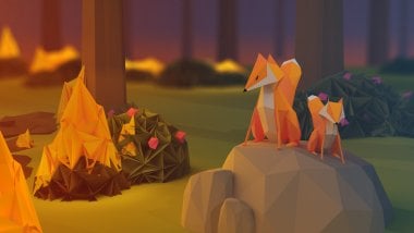 Foxes Low Poly 3D Wallpaper