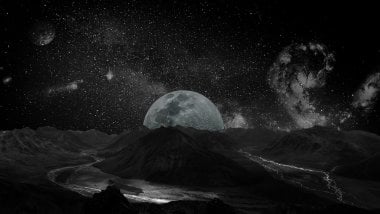 Moon landscape seen from planet Wallpaper