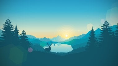 Bosque montañas minimalista Fondo de pantalla