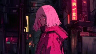 Pink kiwi anime girl Wallpaper