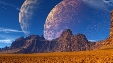 Desert mountains planets Wallpaper