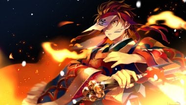 Tanjiro - Dance of the Fire God Wallpaper