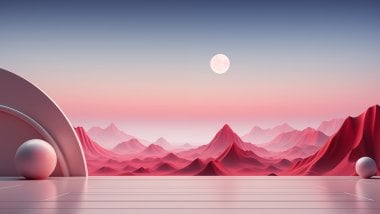 3D Landscape Mountains Moon Wallpaper