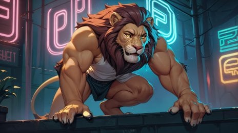 Illustration of Lion Man in the city Wallpaper