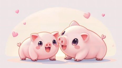 Little pigs in love Wallpaper
