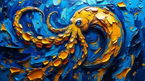 Pulpo de Impasto pinceladas de pintura Fondo de pantalla