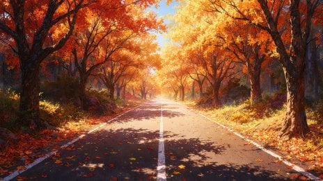 Road with trees in autumn Wallpaper