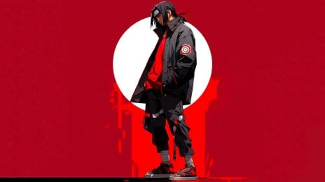Itachi Uchiha fondo rojo-tinto Fondo de pantalla