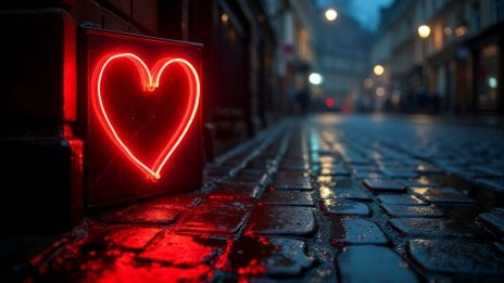 Letrero de corazón rojo luz de neon Fondo de pantalla