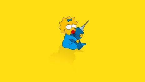 Maggie Simpson con un taladro Fondo de pantalla