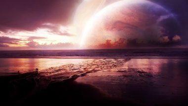 Sunset and a planet Wallpaper