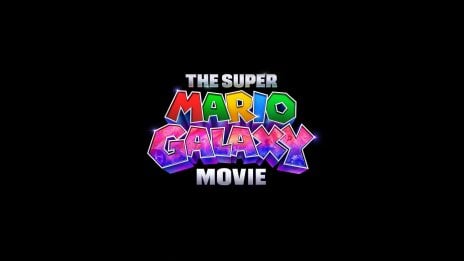 The Super Mario Galaxy Movie Logo on a Black Background Wallpaper