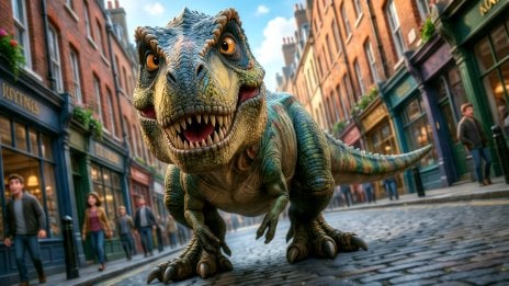 Cute 3D Dinosaur in London Wallpaper