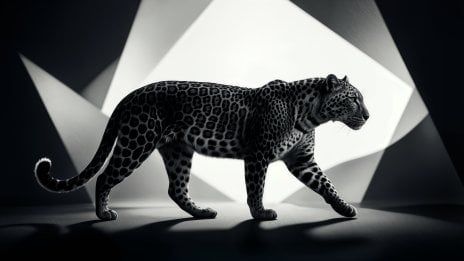 Leopard in Abstract Light and Shadows – Minimal Monochrome Realism Wallpaper