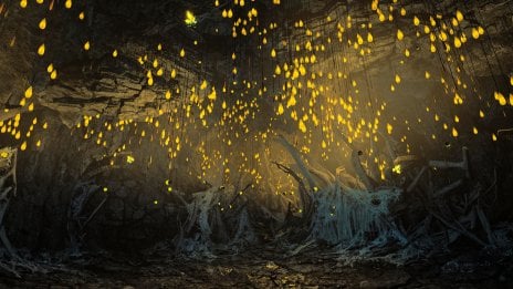 Monster Hunter Wilds - The Ruins of Wyveria, a dark, rocky landscape Wallpaper