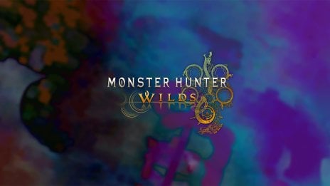 Monster Hunter Wilds Logo - Blue, Purple, and Orange Background Wallpaper