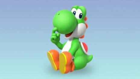 Yoshi en fondo azul Fondo de pantalla