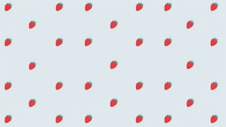 Patrón de fresas minimalista en fondo Azul - Aesthetic Fondo de pantalla